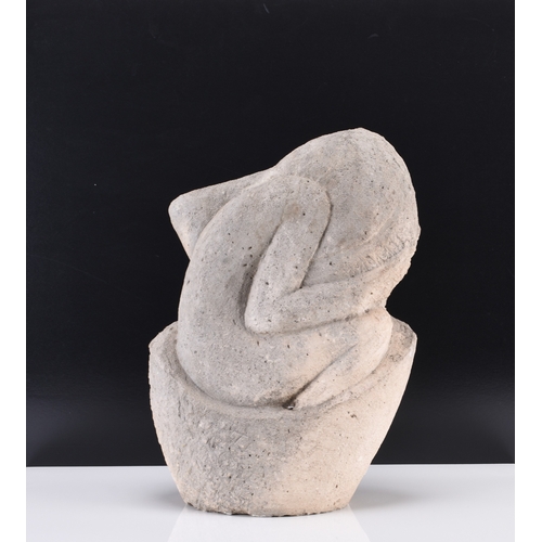 208 - Follower of Eric Gill (1882-1940) Crouching Girl, concrete sculpture, 40 x 30 x 12 cm