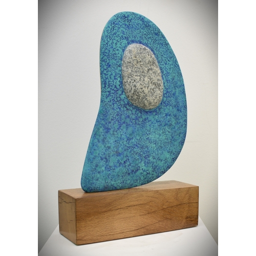 211 - Philip Hearsey (b.1946) Beach Song 22, initialled verso, mixed media, granite, bronze and oak base, ... 