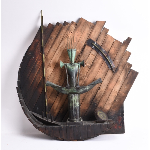 212 - Jim Rattenbury (b.1947) Skagerrak, figurative sculptural piece with sailing vessels, mixed media, me... 