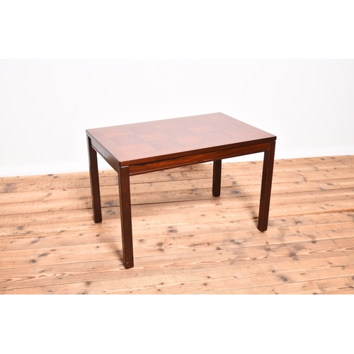 215 - Heggen, Norway, a parquetry rosewood coffee table Circa 1960s, the top with 'patchwork' rosewood par... 