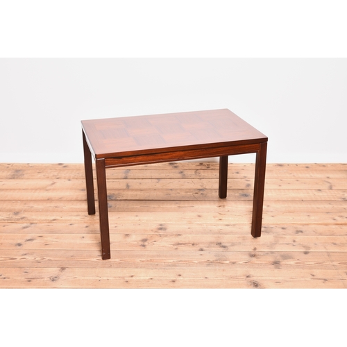 215 - Heggen, Norway, a parquetry rosewood coffee table Circa 1960s, the top with 'patchwork' rosewood par... 