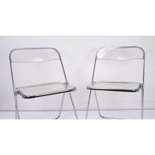 37 - A pair of Plia plastic dining chairs designed by Giancarlo Piretti for Anonima Castelli, Italy, with... 