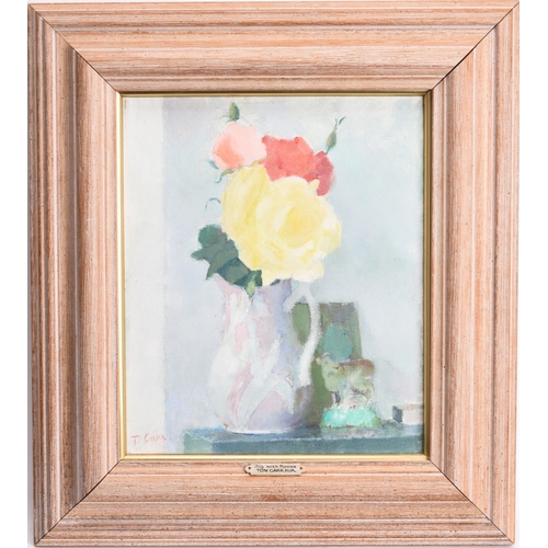 40 - Tom Carr RUA ARWS (1909-1999) Jug With Roses, signed lower left, c.1987, oil on canvas, 30.5 x 25 cm... 