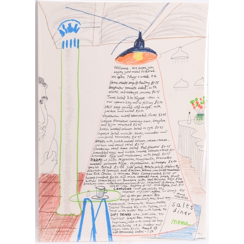 45 - David Hockney RA (b.1937) Saltaire Mill's Salts Diner Menu, lithograph, 43 x 30 cm (SH)