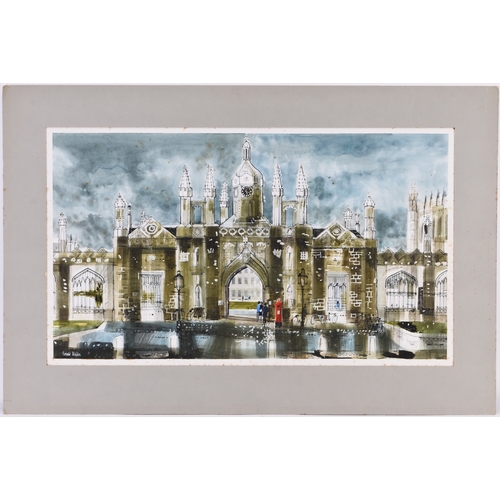 50 - Ronald Maddox (1930-2018) King's College Gateway, Cambridge, signed lower left, watercolour and ink,... 