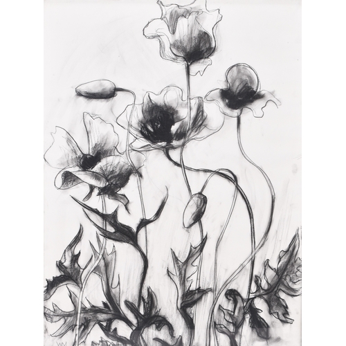 59 - Wendy Murphy (b.1956) Anemonies 3, mixed media oil and charcoal on paper, initialled lower right, ti... 