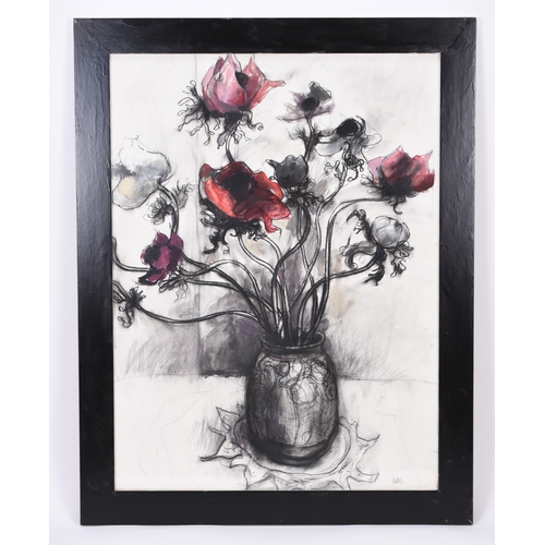 59 - Wendy Murphy (b.1956) Anemonies 3, mixed media oil and charcoal on paper, initialled lower right, ti... 