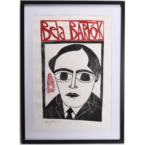 7 - Peter Paul Piech (1920-1996) Bela Bartok, signed and dated '95 lower left, linocut, 51 x 32 cm (PL),... 