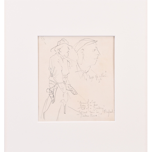 71 - Barbara Jones (1912-1978) Double Sided Sketch, one side showing an annotated drawing of a cowboy and... 