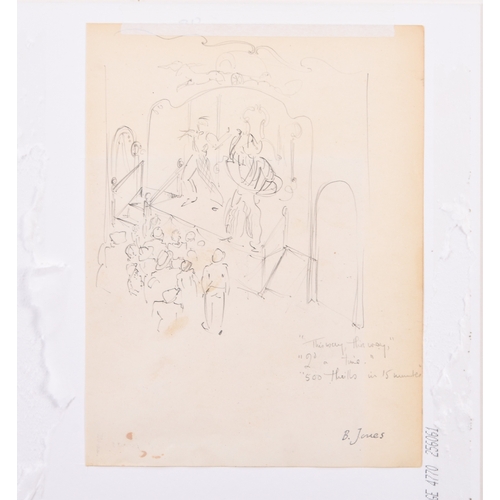 71 - Barbara Jones (1912-1978) Double Sided Sketch, one side showing an annotated drawing of a cowboy and... 