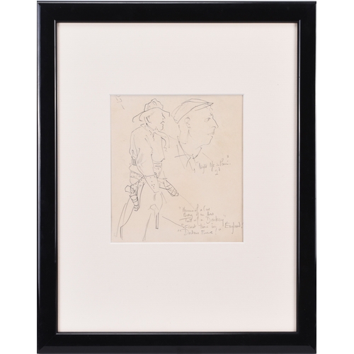 71 - Barbara Jones (1912-1978) Double Sided Sketch, one side showing an annotated drawing of a cowboy and... 