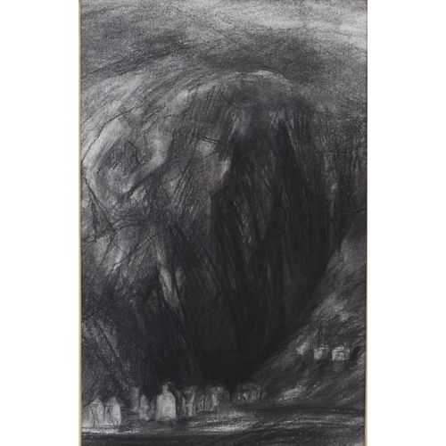 81 - Wendy Murphy (b.1956) Rowing Boat, signed and dated '85 lower right, charcoal 34.5 x 57 cm, frame 59... 