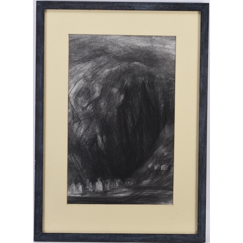 81 - Wendy Murphy (b.1956) Rowing Boat, signed and dated '85 lower right, charcoal 34.5 x 57 cm, frame 59... 