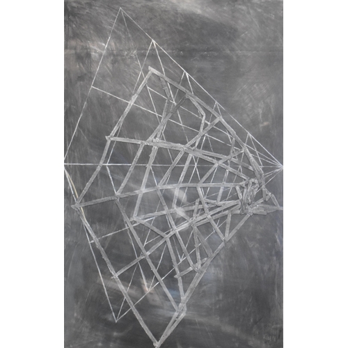 83 - Edwin Easydorchik (b.1949) Spiderweb, mixed media collage on paper, 190 x 130 cm, frame 161 x 101 cm