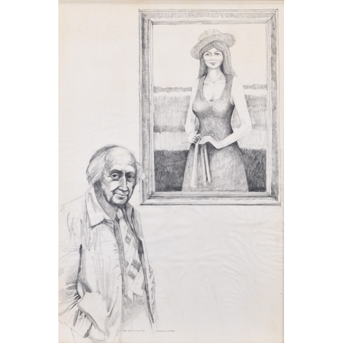 90 - Edwin James Dummett (1906-1989) Ted and the Tall Girl, the artist standing before one of his paintin... 