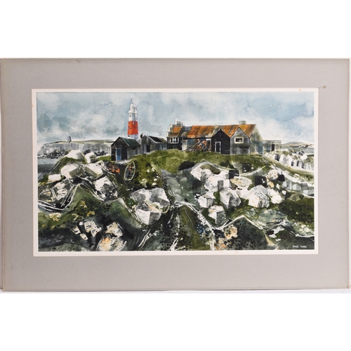 91 - Ronald Maddox (1930-2018) Portland Bill, Dorset, showing the lighthouse and buildings beside the coa... 