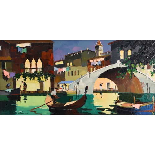 94 - Cecil Rochfort D'Oyly-John (1906-1993) Venetian Canal Scene, signed in marker lower left, inscribed ... 