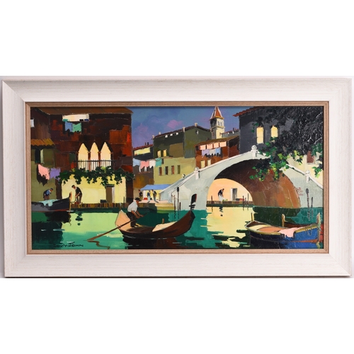 94 - Cecil Rochfort D'Oyly-John (1906-1993) Venetian Canal Scene, signed in marker lower left, inscribed ... 