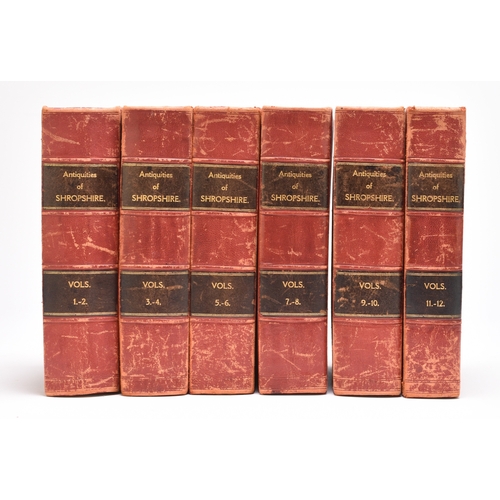 107 - EYTON, Rev R W, Antiquities of Shropshire, 12 volumes in 6, 1854-60. One of only 300 sets. Half red ... 