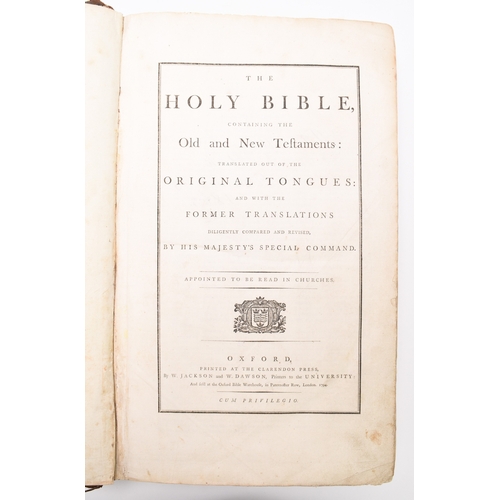 12 - HOLY BIBLE, Large Folio, Oxford 1794. A few plates have been added later. With STACKHOUSE, Thomas, A... 