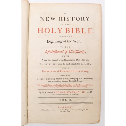 12 - HOLY BIBLE, Large Folio, Oxford 1794. A few plates have been added later. With STACKHOUSE, Thomas, A... 