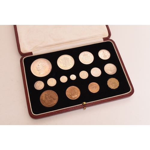 134 - George VI 1937 Coronation Specimen coin set in original fitted case. Comprising 15 coins - crown to ... 