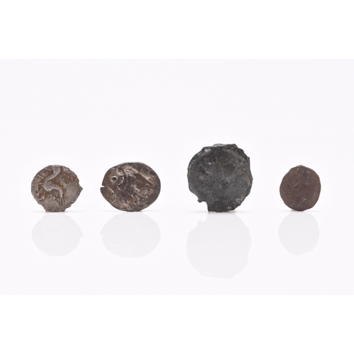 135 - A small collection of 3 Celtic coins comprising: 1: Bronze unit circa 120 - 100 BC, Thurrock type - ... 