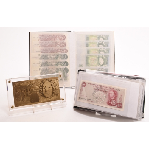 136 - A collection of UK - Scottish - Guernsey - Jersey - Irish and Isle of Man Banknotes comprising: John... 