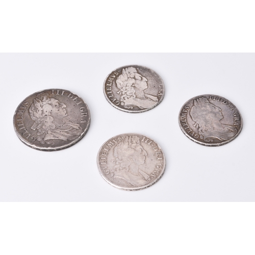 176 - William III (1699 - 1702) Crown dated 1694, Spink Ref: 3470, Half crown dated 1696, Spink Ref: 3481,... 