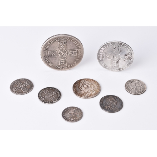 181 - Small collection of British silver coinage comprising William III crown 