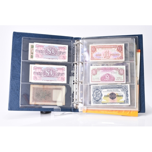 187 - An album of assorted banknotes and cheques and a share certificate comprising 
Limited edition bankn... 