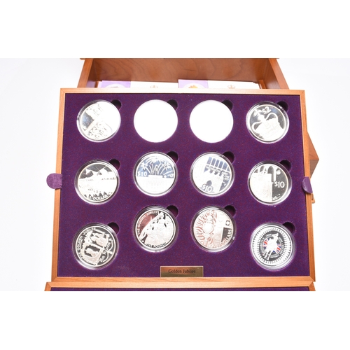 206 - A cased set of Elizabeth II crown size silver proof twenty four coins commemorating The Queen's Silv... 