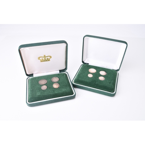 216 - George III Maundy set dated 1818 together with George IV Maundy set dated 1823. Both sets in fitted ... 