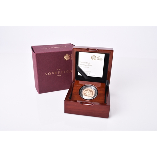 230 - The 2017 UK gold proof Piedfort sovereign within capsule, fitted case and box. With certificate of a... 