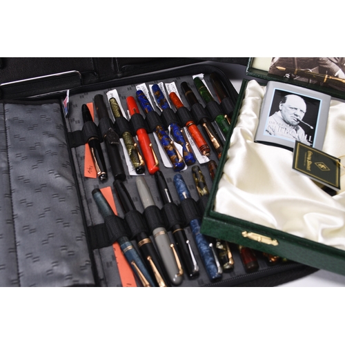 239 - The Pen Collection of a Shropshire Gentleman, Part 3. Green cloth case containing 40 fountain pens, ... 