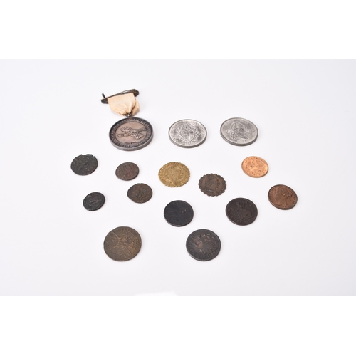 260 - A miscellaneous collection comprising four copper farthings dated 1736, 1754, 1806, 1839 together wi... 