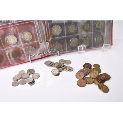 267 - An album and loose coins, UK silver, cupro-nickel, copper & bronze coinage. (Quantity)