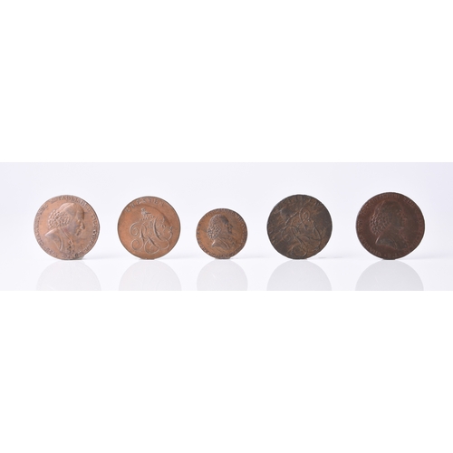 271 - Cheshire, halfpennies. 
Chester, 3 castles and R & Co. 
Macclesfield, four tokens dated 1790 x 2, 17... 