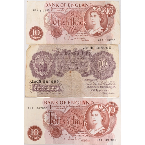 273 - Three Bank of England white five pound notes, London 23 January 1952, signed by P.S Beale, No's W83 ... 