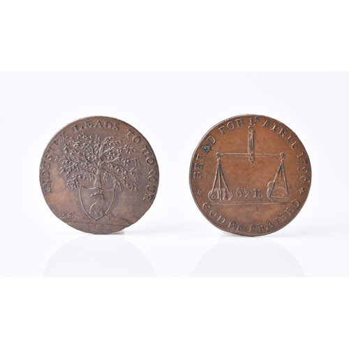 278 - Gloucestershire, halfpennies. Badminton- bread for 1st April 1796, rev: portcullis and inscription. ... 