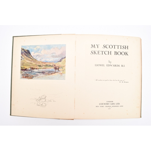 30 - EDWARDS, Lionel, My Scottish Sketchbook, 4to 1929. With 16 mounted colour plates. Signed limited edi... 