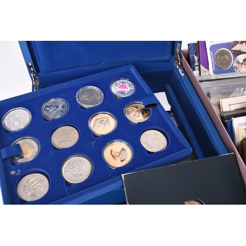 304 - A large accumulation of United Kingdom and foreign coinage and commemorative coinage. Within boxes a... 