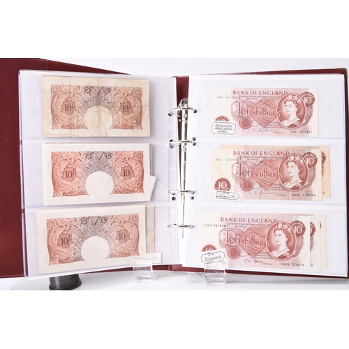 320 - An album containing 103 UK banknotes comprising - Ten shilling notes. Signed (thirteen) Warren, Fish... 