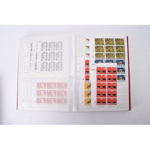 323 - Large accumulation of blocks of mint decimal Commemorative stamps in a red stockbook (Face Value of ... 