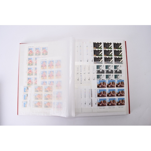 323 - Large accumulation of blocks of mint decimal Commemorative stamps in a red stockbook (Face Value of ... 