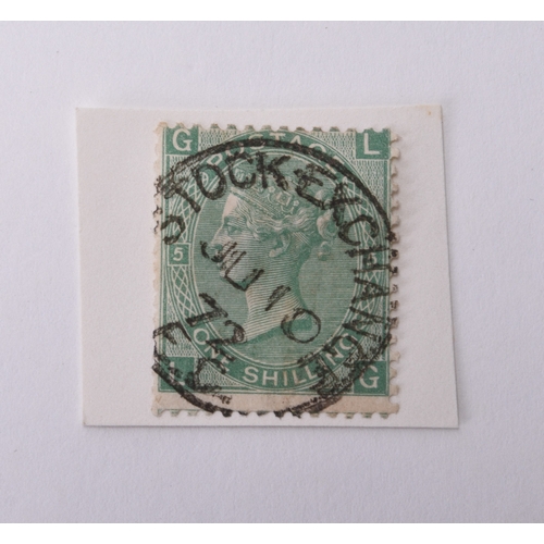 331 - Great Britain 1872 1/- green Stock Exchange forgery.