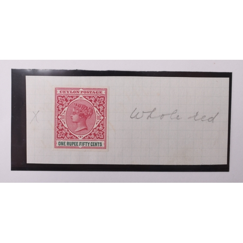 337 - Ceylon 1899 1R.50c. Colour trial on piece, presumably from the DLR archive, in rose with blue-green ... 