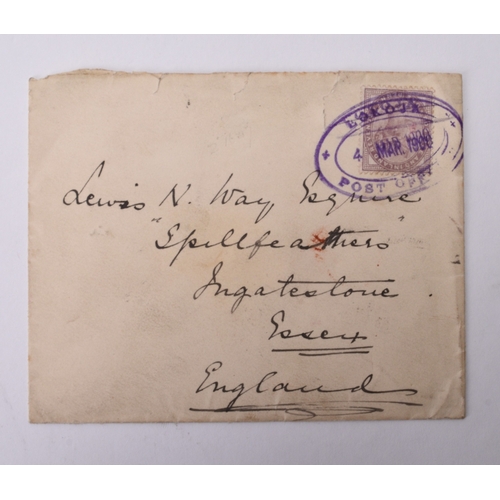 338 - Niger Coast cover to England with 1d lilac tied with Lokoja oval cancel in violet dated 4 March 1900... 