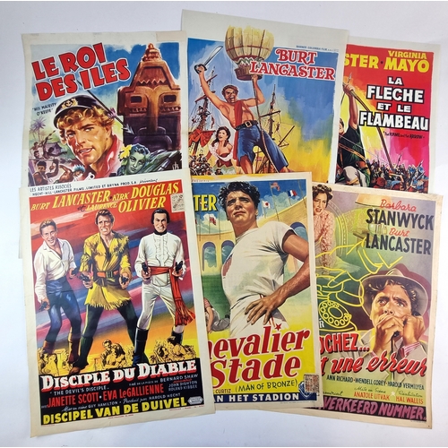 59 - BURT LANCASTER FILM POSTERS. 7 posters 485mm x 360mm and 3 posters 305mm x 540mm. Printed in Belgium... 