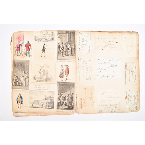 69 - EPHEMERA. A folio scrap album of prints and newspaper cuttings c.1840. Another folio album, dated 18... 